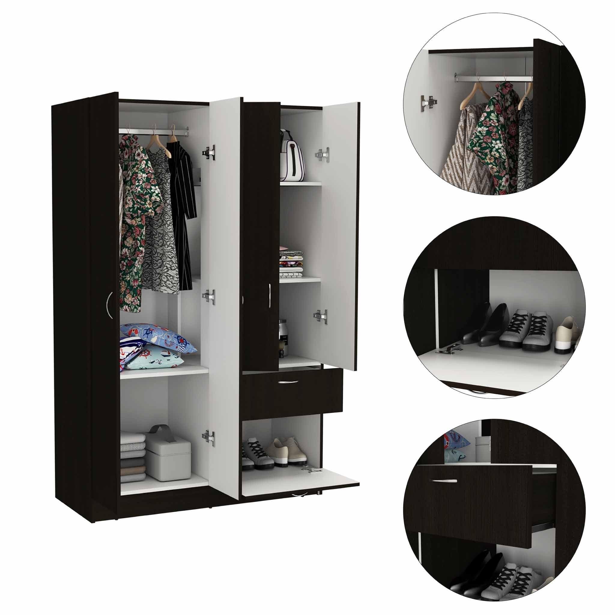 67" Black and White Single Drawer Combo Dresser - Homeroots - Flyclothing LLC