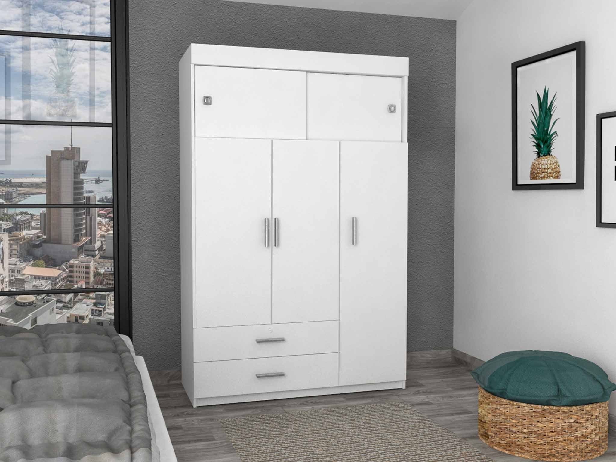 73" White Two Drawer Combo Dresser - Homeroots