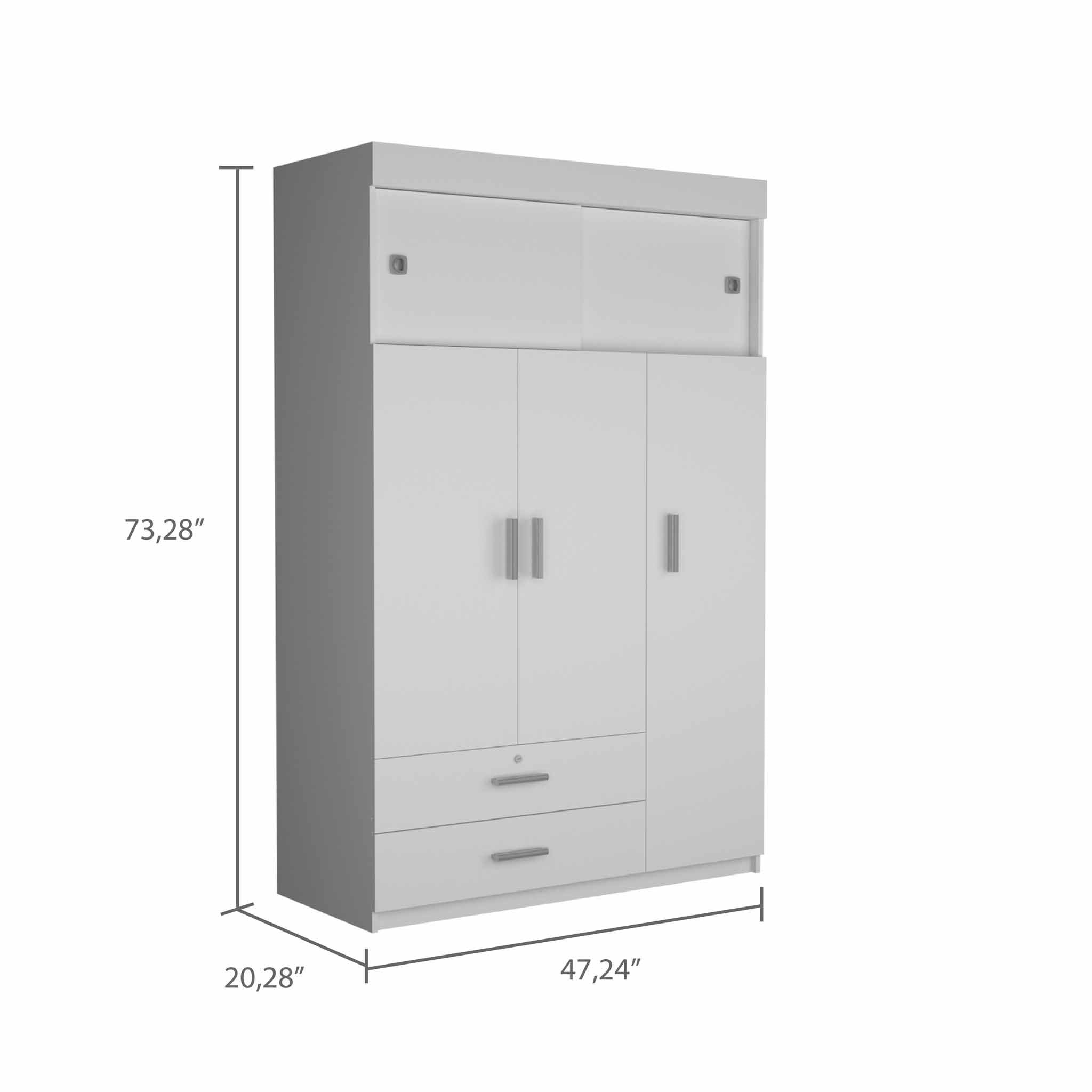 73" White Two Drawer Combo Dresser - Homeroots