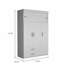73" White Two Drawer Combo Dresser - Homeroots