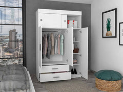 73" White Two Drawer Combo Dresser - Homeroots