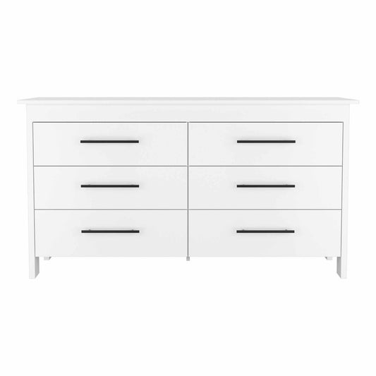 59" White Six Drawer Double Dresser - Homeroots
