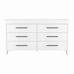 59" White Six Drawer Double Dresser - Homeroots