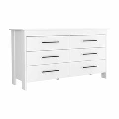 59" White Six Drawer Double Dresser - Homeroots