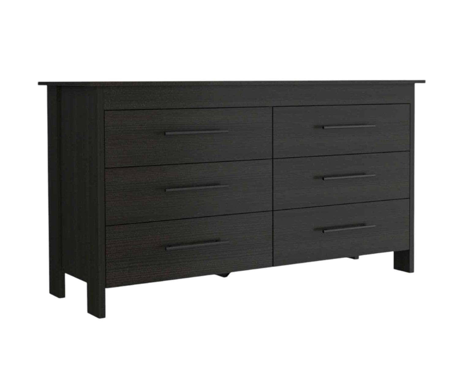 59" Black Six Drawer Double Dresser - Homeroots