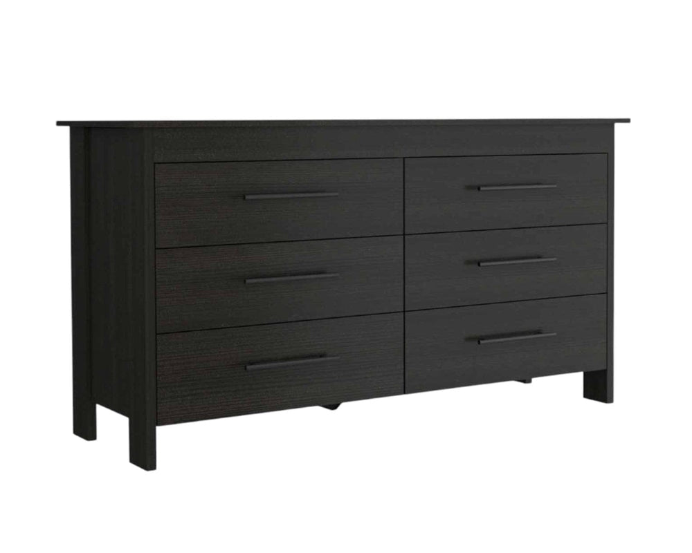 59" Black Six Drawer Double Dresser - Homeroots - Flyclothing LLC