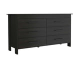 59" Black Six Drawer Double Dresser - Homeroots
