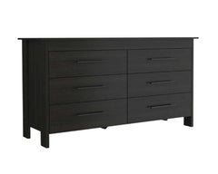 59" Black Six Drawer Double Dresser - Homeroots