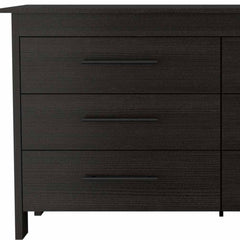 59" Black Six Drawer Double Dresser - Homeroots