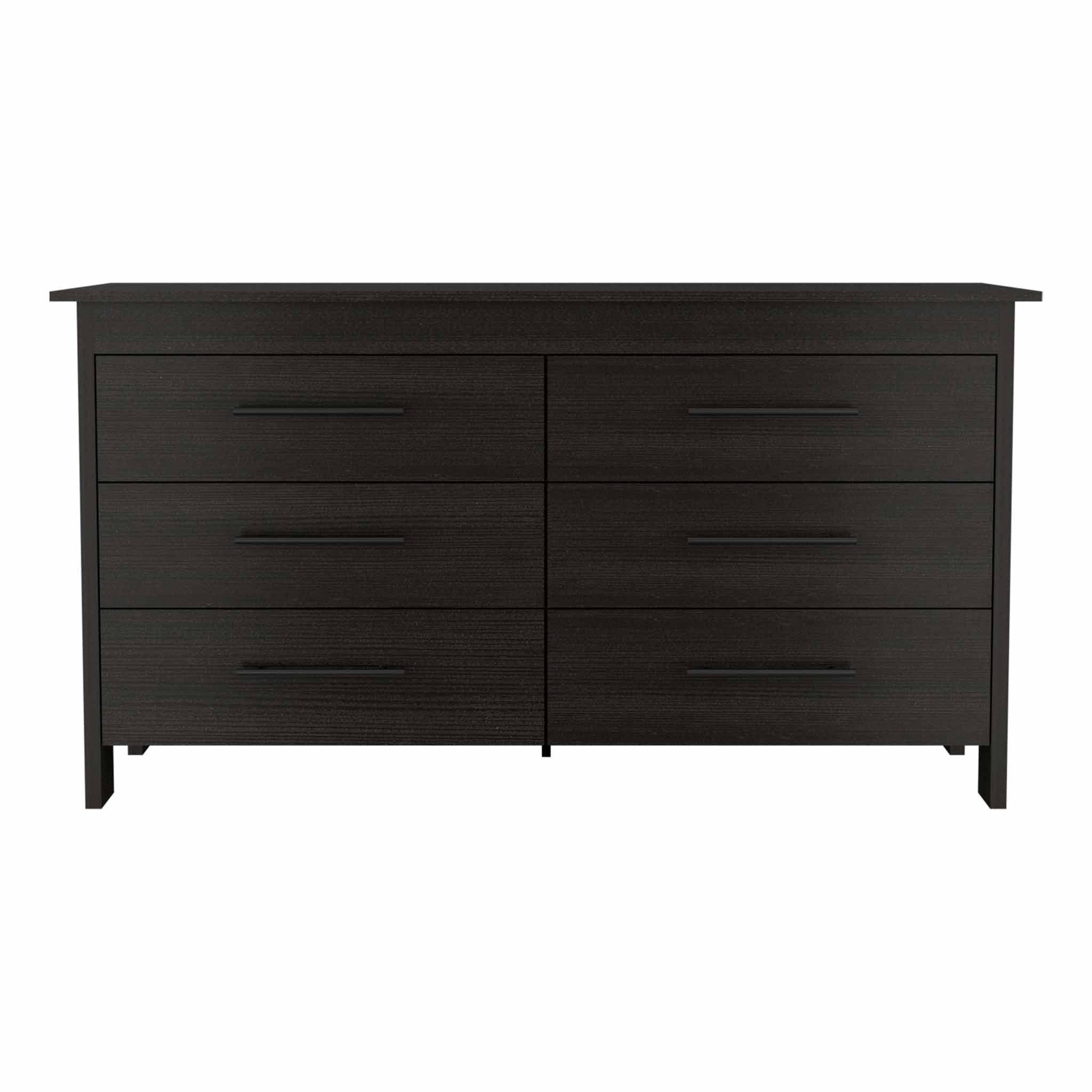 59" Black Six Drawer Double Dresser - Homeroots