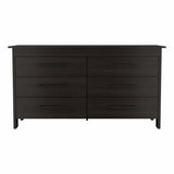 59" Black Six Drawer Double Dresser - Homeroots