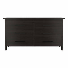 59" Black Six Drawer Double Dresser - Homeroots
