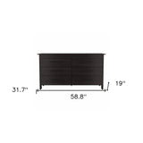 59" Black Six Drawer Double Dresser - Homeroots - Flyclothing LLC