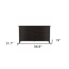 59" Black Six Drawer Double Dresser - Homeroots