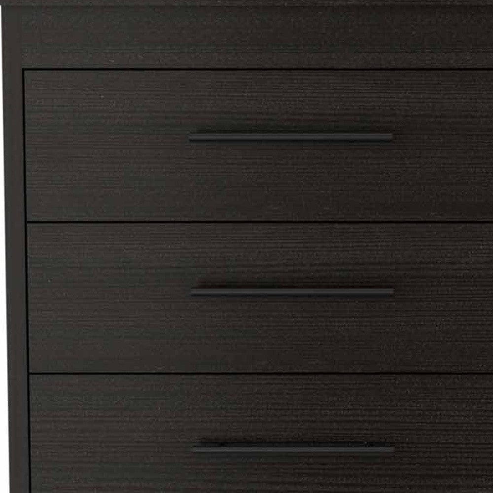 59" Black Six Drawer Double Dresser - Homeroots