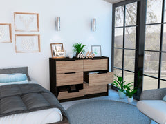 42" Brown and Black Four Drawer Dresser - Homeroots