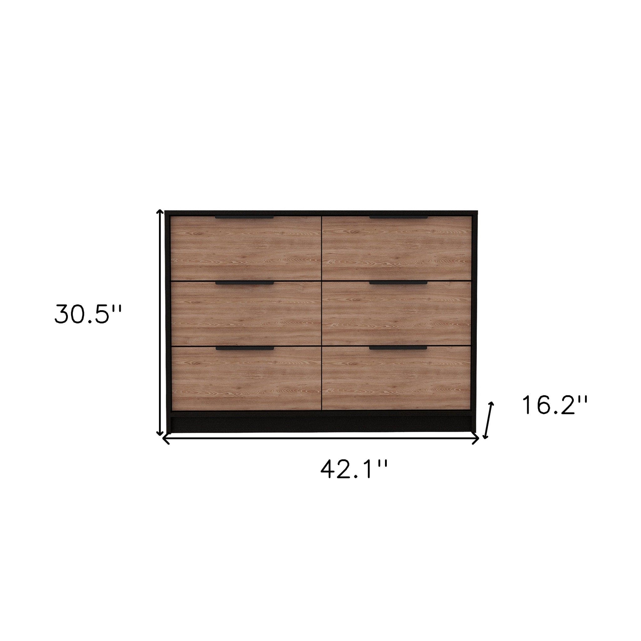 42" Brown and Black Four Drawer Dresser - Homeroots