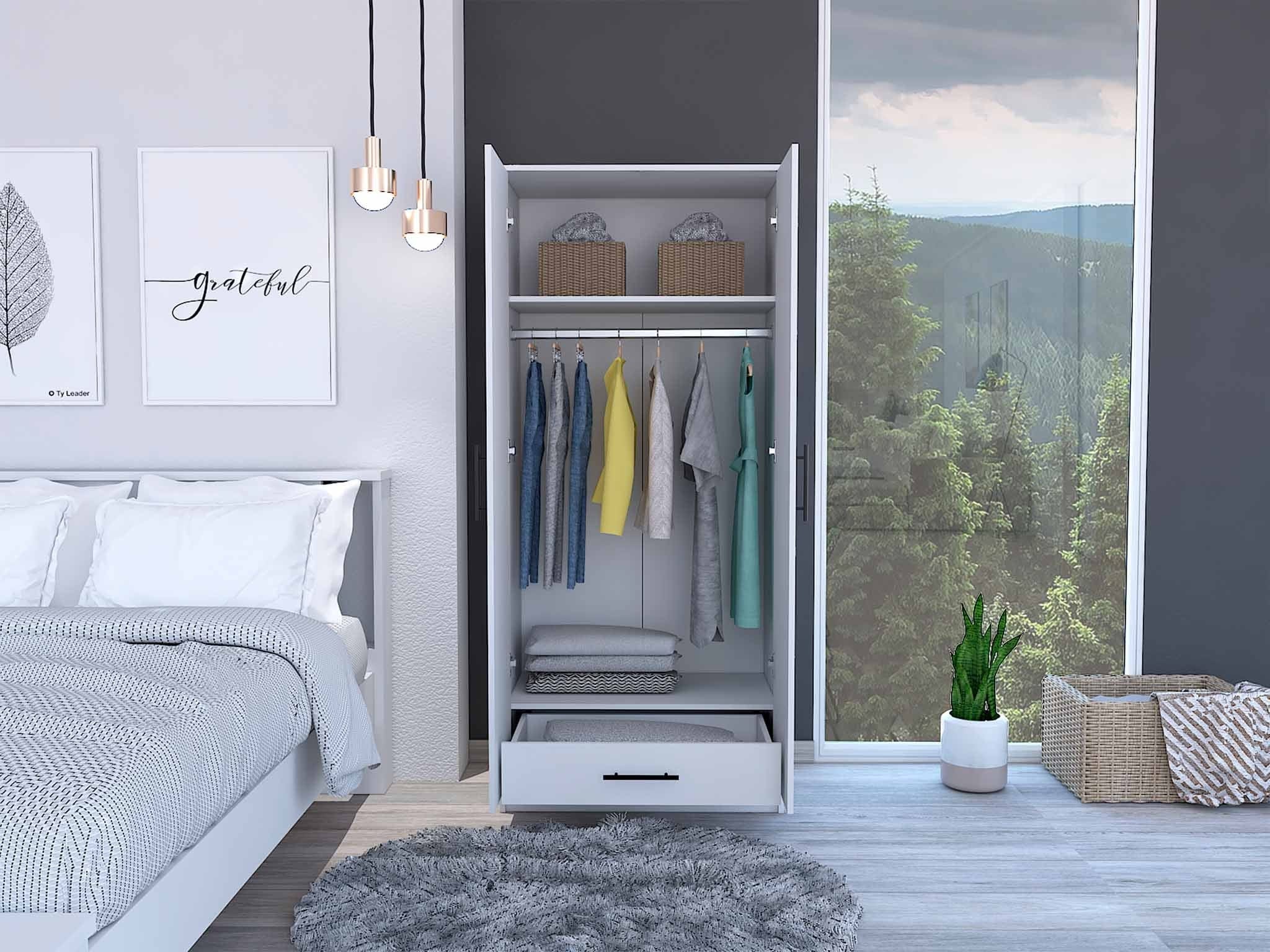 32" White Single Drawer Dresser - Homeroots