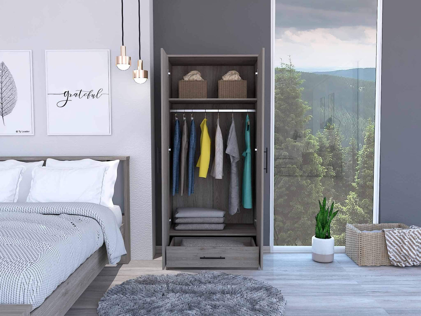 71" Light Gray Single Drawer Combo Dresser - Homeroots - Flyclothing LLC