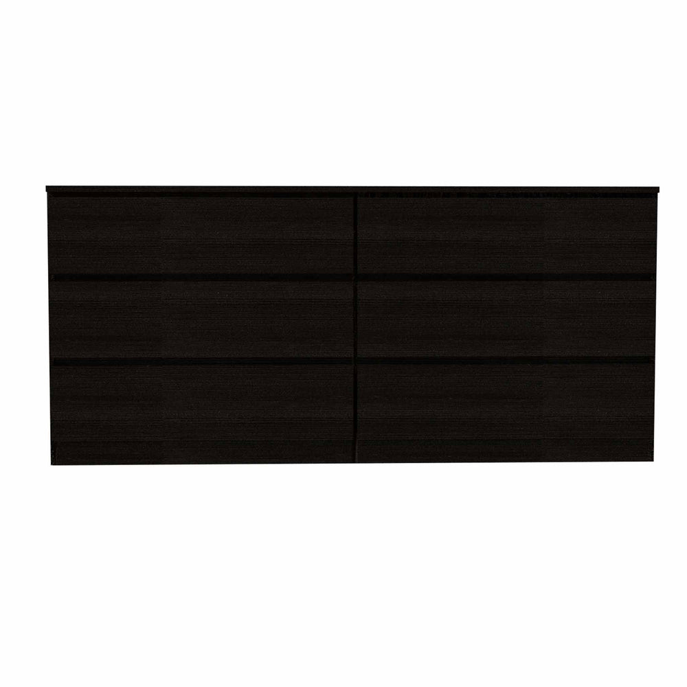 60" Black Six Drawer Double Dresser - Homeroots