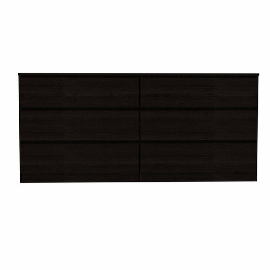 60" Black Six Drawer Double Dresser - Homeroots