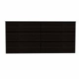 60" Black Six Drawer Double Dresser - Homeroots