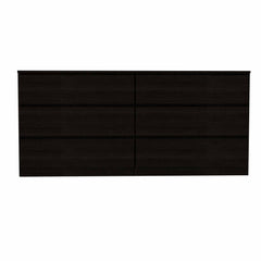 60" Black Six Drawer Double Dresser - Homeroots