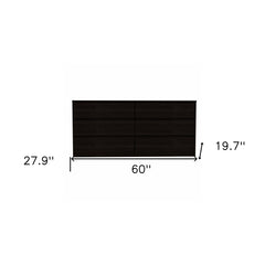 60" Black Six Drawer Double Dresser - Homeroots
