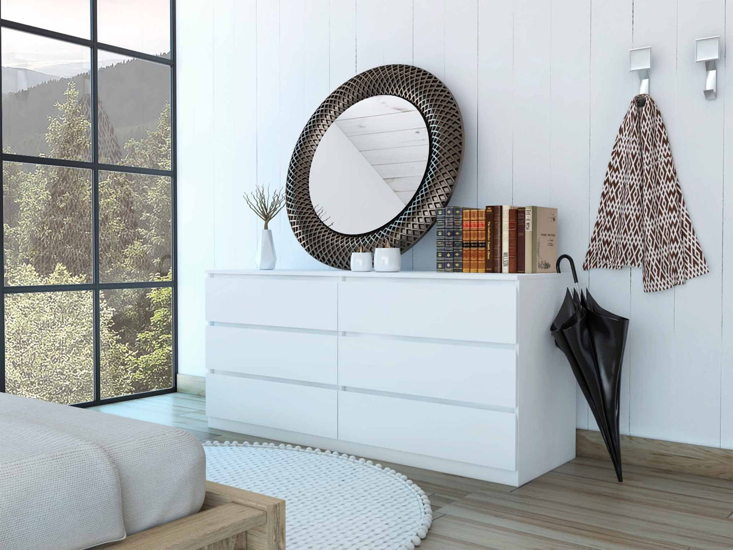 60" White Six Drawer Double Dresser - Homeroots - Flyclothing LLC