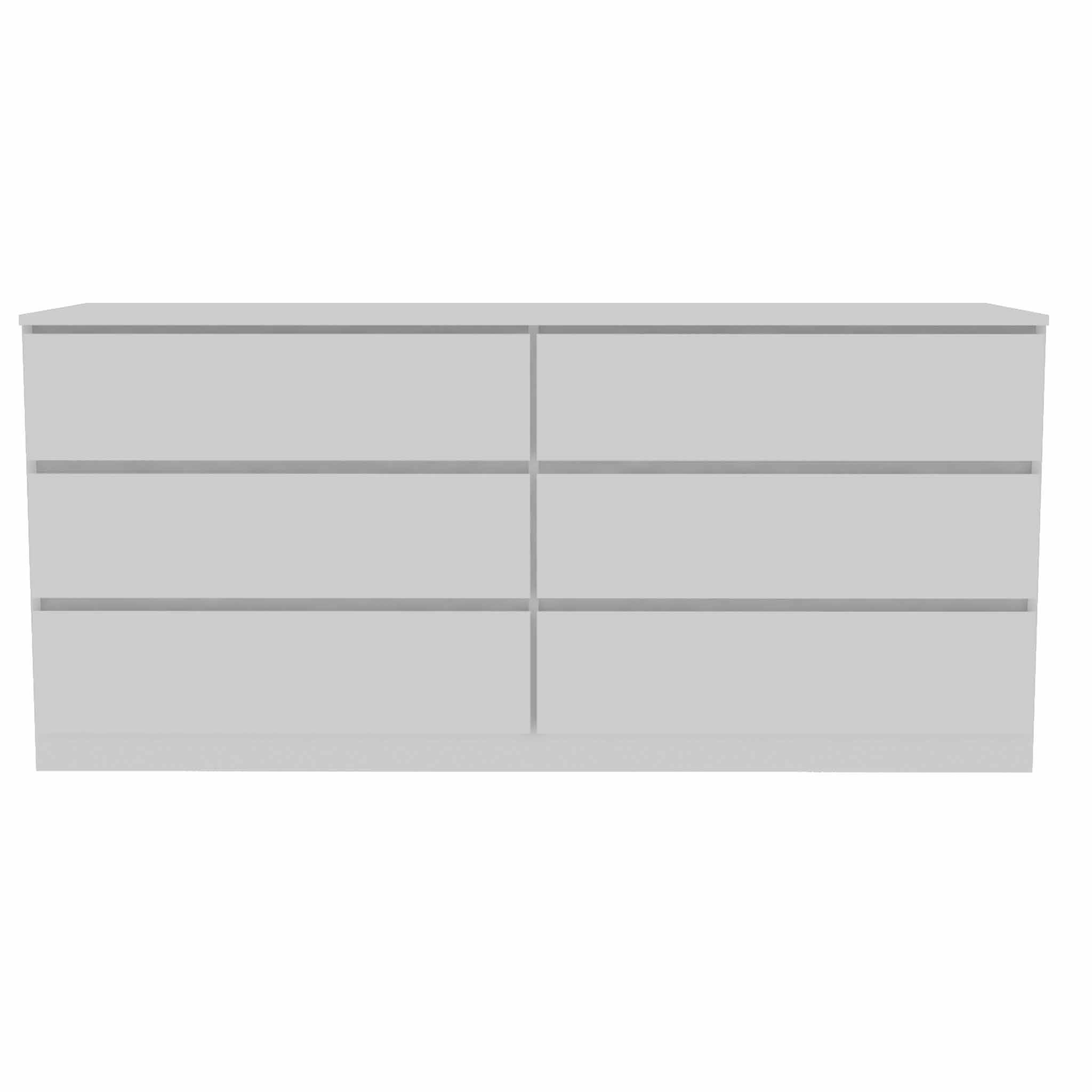 60" White Six Drawer Double Dresser - Homeroots