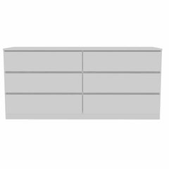 60" White Six Drawer Double Dresser - Homeroots