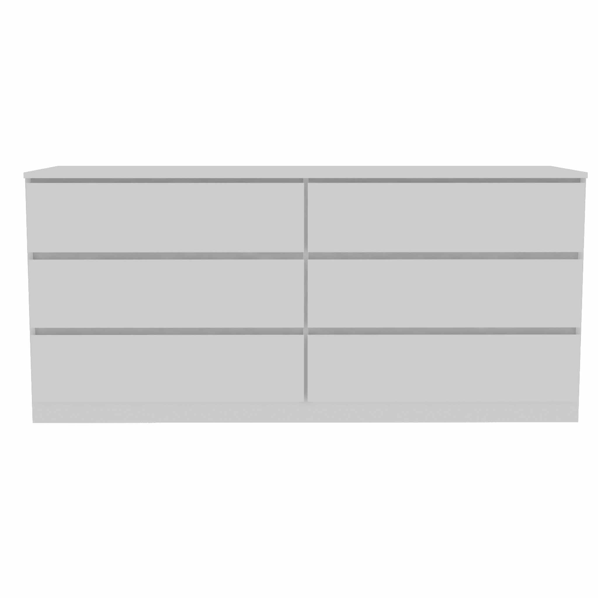 60" White Six Drawer Double Dresser - Homeroots