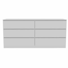 60" White Six Drawer Double Dresser - Homeroots
