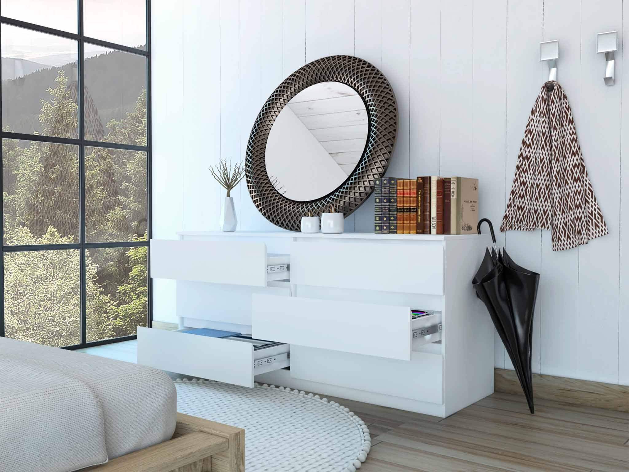 60" White Six Drawer Double Dresser - Homeroots - Flyclothing LLC