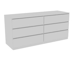 60" White Six Drawer Double Dresser - Homeroots