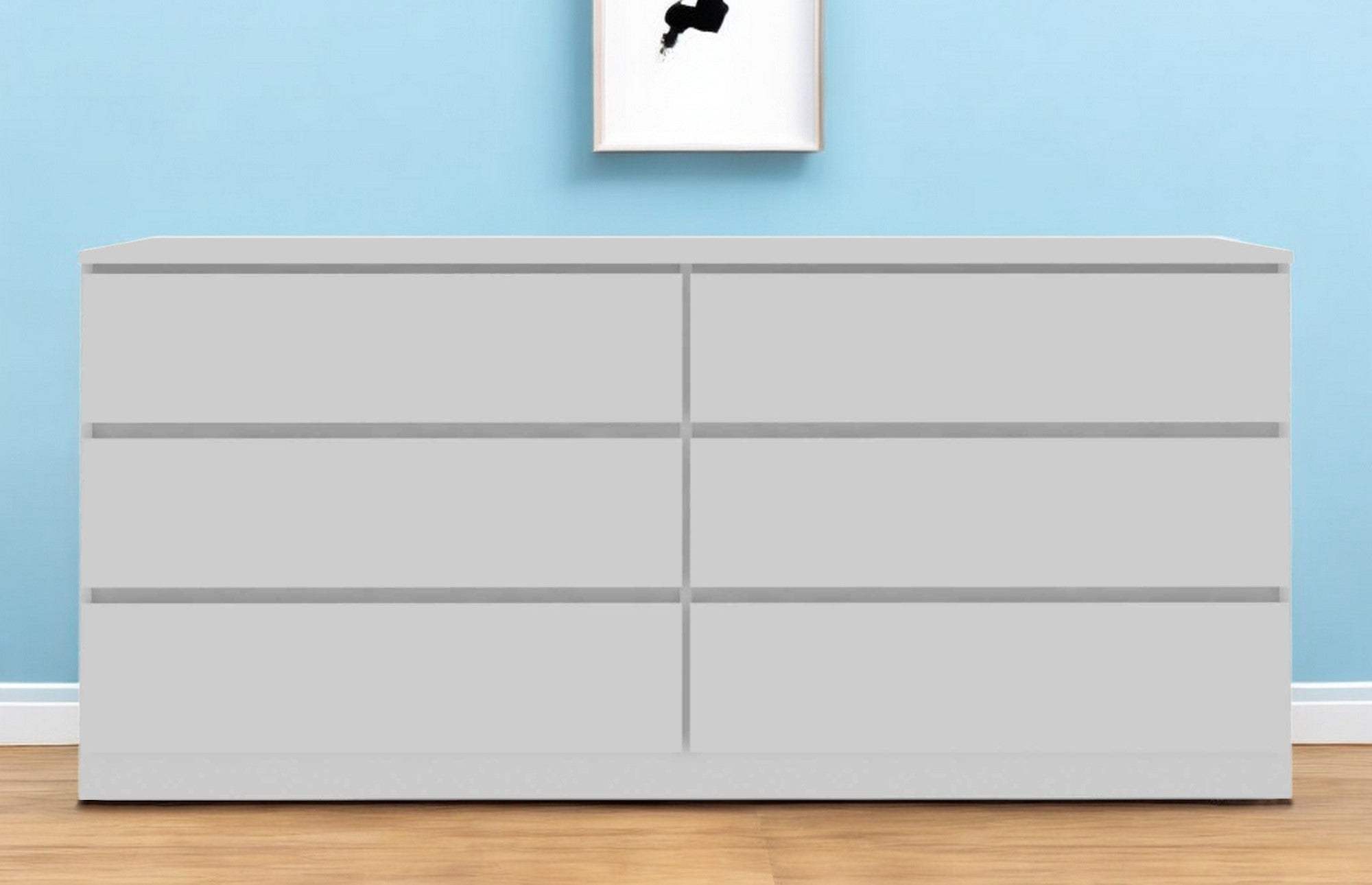 60" White Six Drawer Double Dresser - Homeroots - Flyclothing LLC