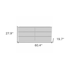 60" White Six Drawer Double Dresser - Homeroots