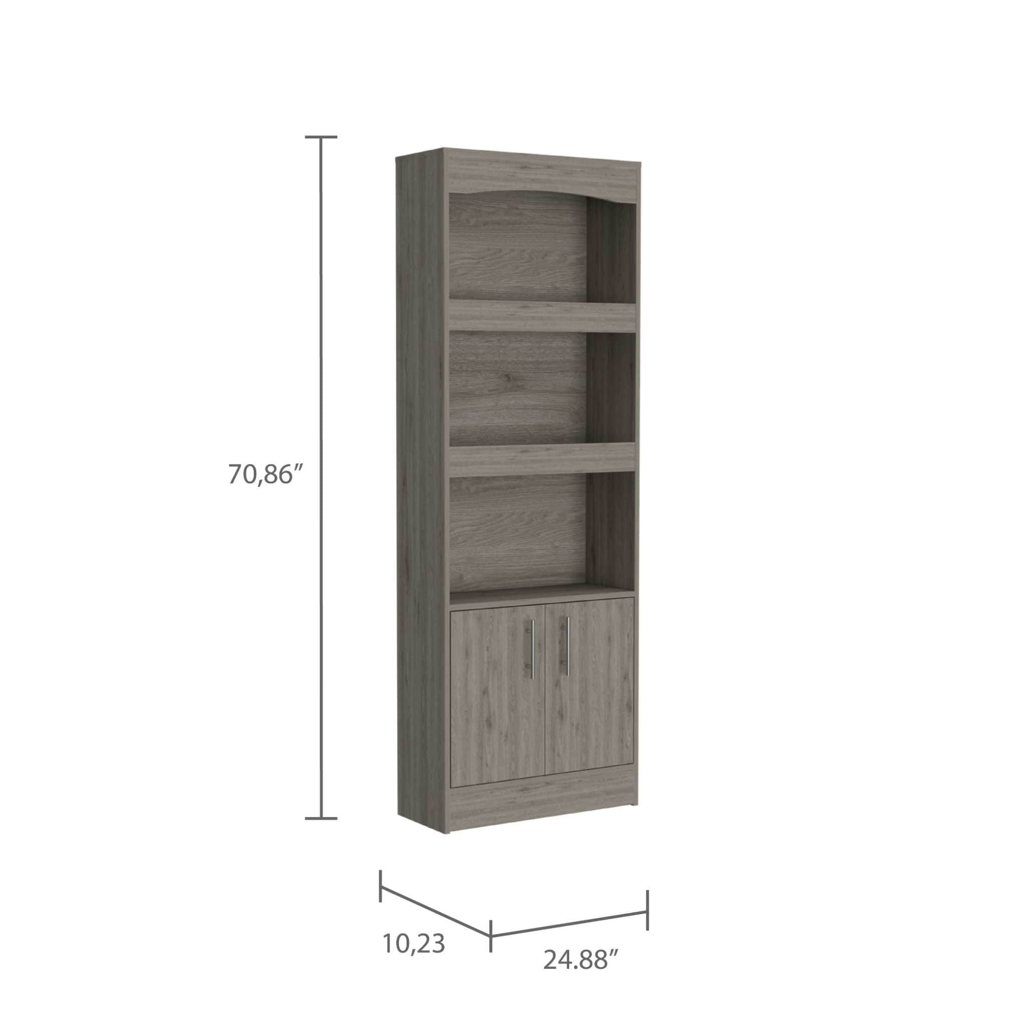 71" Three Tier Bookcase with Two doors - Homeroots