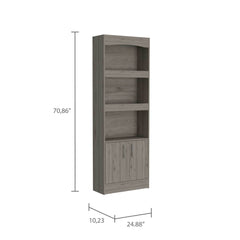 71" Three Tier Bookcase with Two doors - Homeroots
