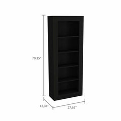 70" Black Five Tier Bookcase - Homeroots