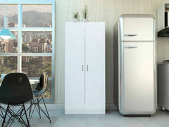 63” Classic White Pantry Cabinet with Two Full Size Doors - Homeroots