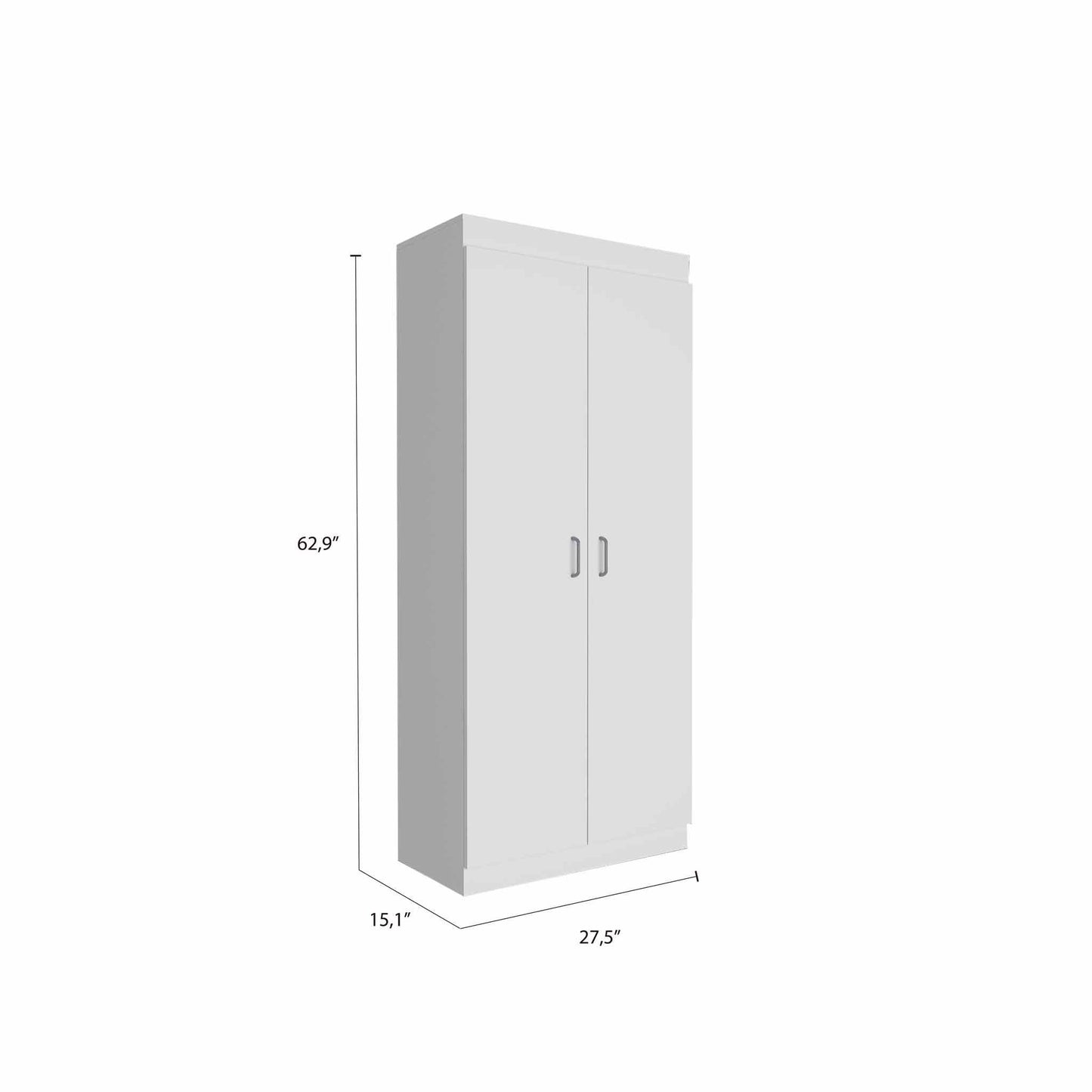 63” Classic White Pantry Cabinet with Two Full Size Doors - Homeroots - Flyclothing LLC