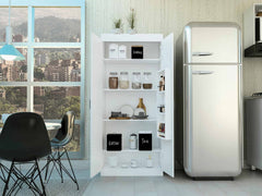 63” Classic White Pantry Cabinet with Two Full Size Doors - Homeroots