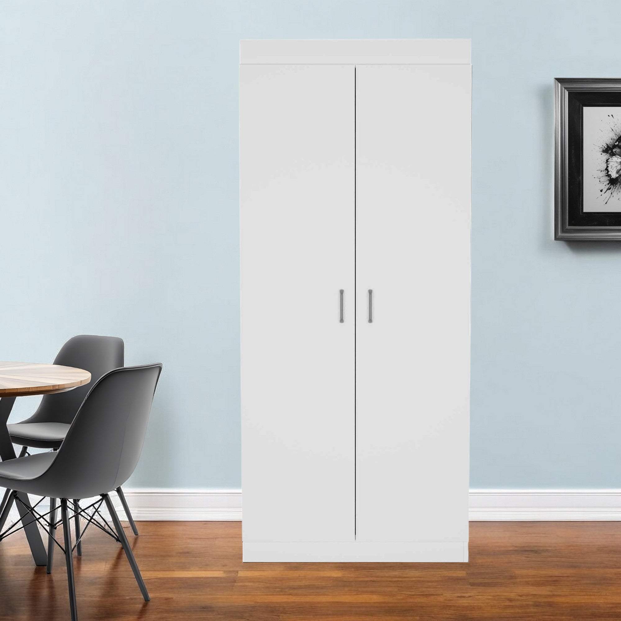 63” Classic White Pantry Cabinet with Two Full Size Doors - Homeroots - Flyclothing LLC