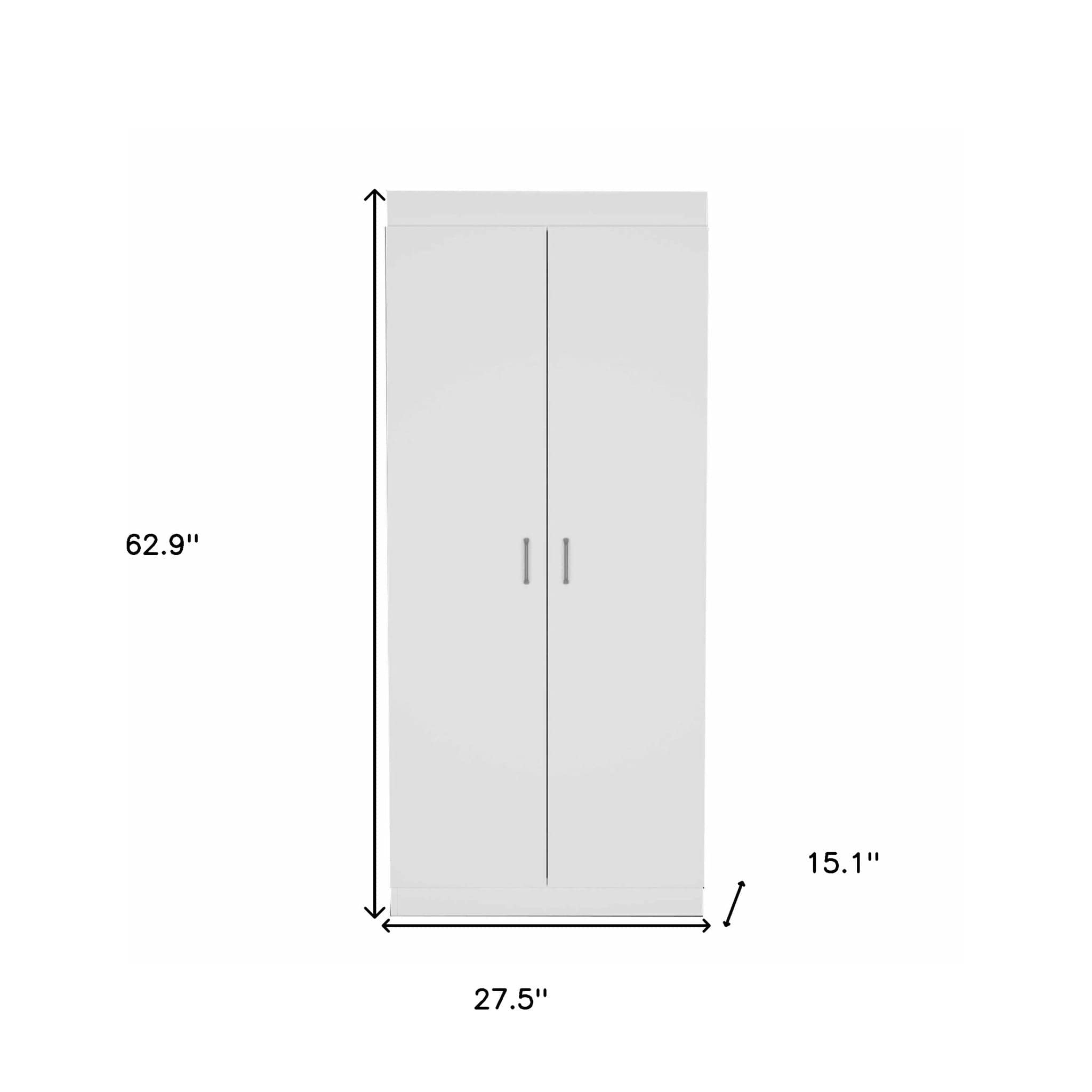 63” Classic White Pantry Cabinet with Two Full Size Doors - Homeroots
