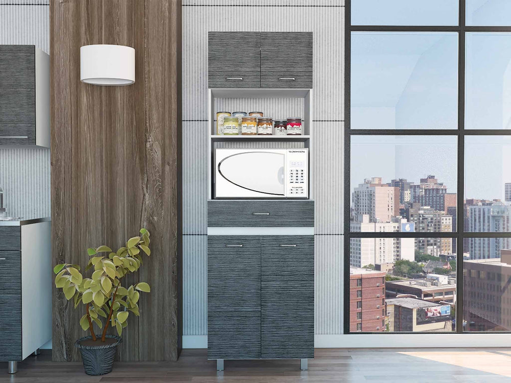 79" Gray Pantry Cabinet with Three Storage Shelves - Homeroots - Flyclothing LLC