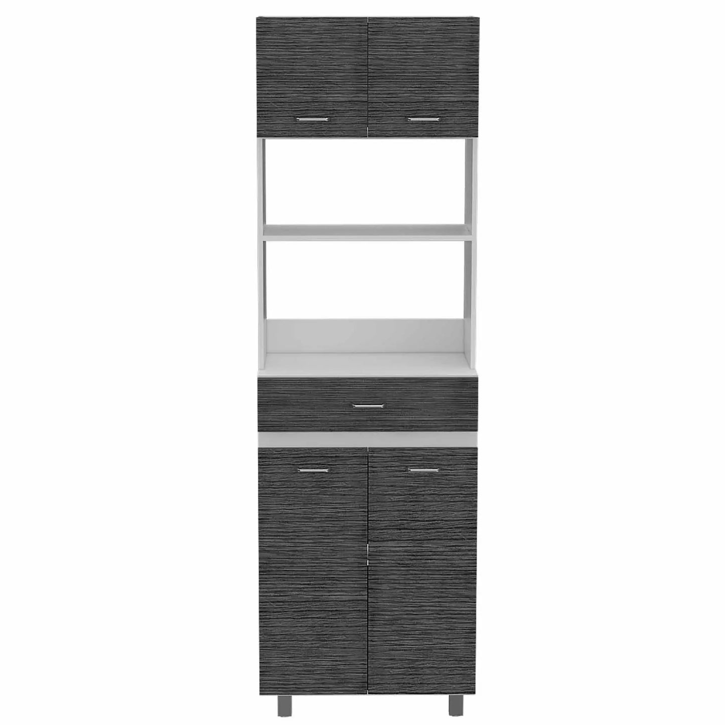 79" Gray Pantry Cabinet with Three Storage Shelves - Homeroots - Flyclothing LLC