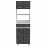 79" Gray Pantry Cabinet with Three Storage Shelves - Homeroots - Flyclothing LLC
