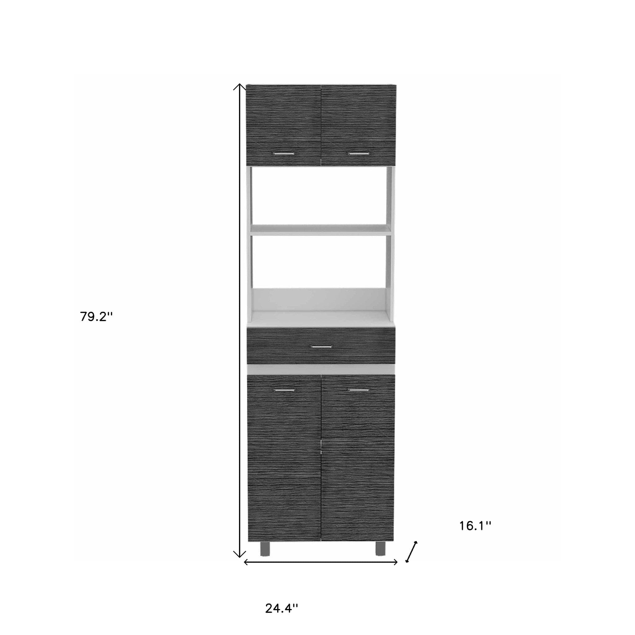 79" Gray Pantry Cabinet with Three Storage Shelves - Homeroots