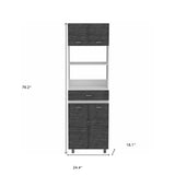 79" Gray Pantry Cabinet with Three Storage Shelves - Homeroots - Flyclothing LLC